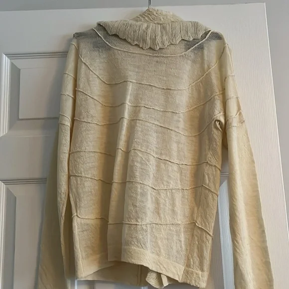 Hugo Boss Cream Ruffled Cardigan - Picture 2 of 3